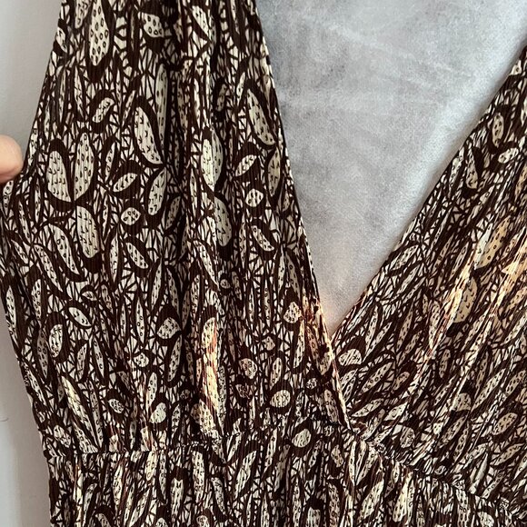 Mango Halter-Neck Midi Dress, brown/cream, S S (4) - Picture 4 of 13